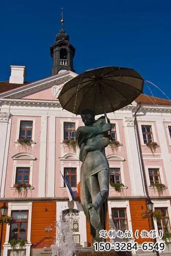 戶外雨傘雕塑 噴漆撐傘雕塑 燈光民俗雕塑