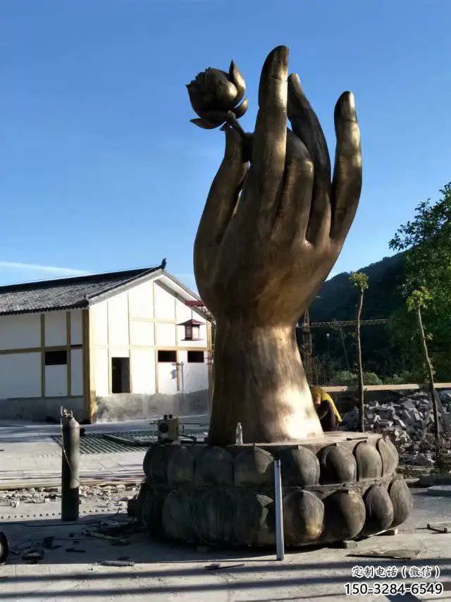 仿真佛手雕塑 電鍍現(xiàn)代觀音手雕塑 部隊(duì)雕塑