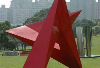 噴漆五角星雕塑 中式村口黨建雕塑 草地紅色文化