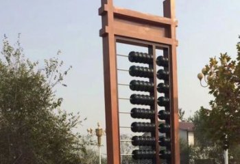 街頭珠算雕塑 大型別墅區擺件 鋼管雕塑