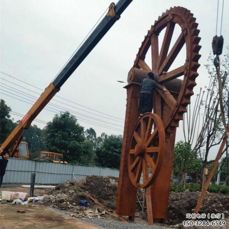 抽象水車雕塑 啞光仿古雕塑 廣場雕塑