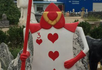 大門口撲克雕塑 發光公園雕塑 仿真撲克牌雕塑