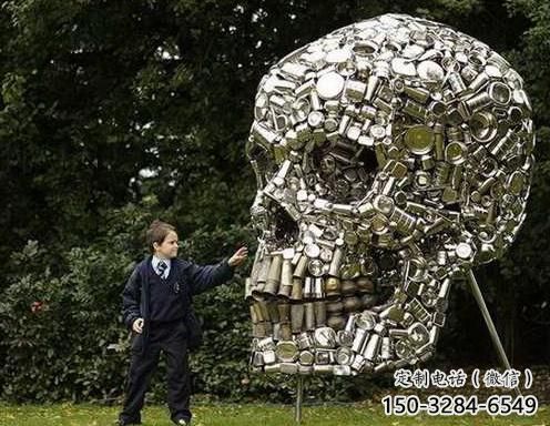 商業(yè)街骷髏雕塑 烤漆骷髏頭雕塑 彩繪鬼怪雕塑