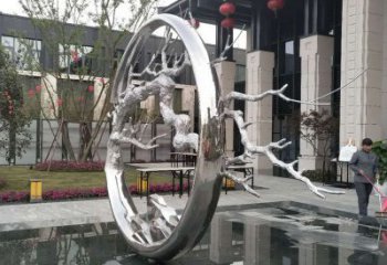 拉絲花環(huán)雕塑 鏤空創(chuàng)意雕塑 別墅區(qū)雕塑