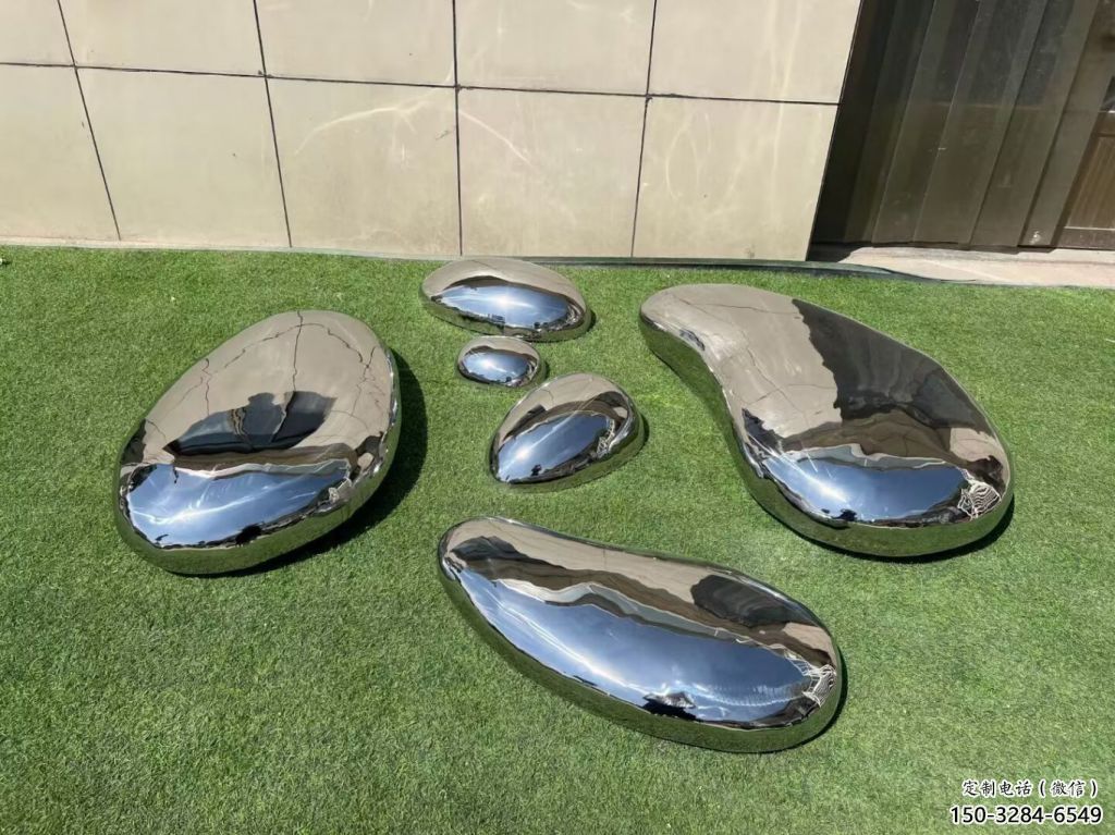 公園鵝卵石雕塑 鏡面公園空心石雕塑 景觀雕塑