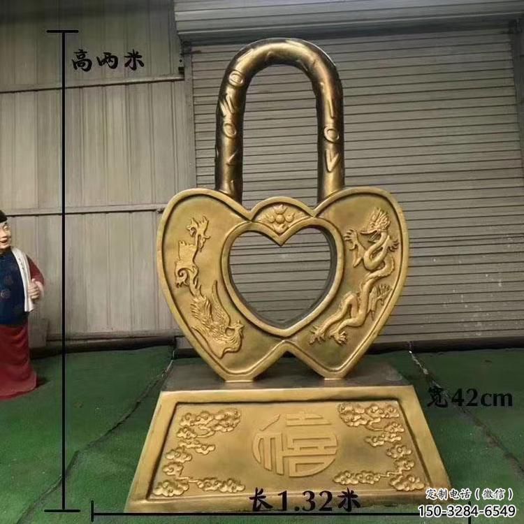 大門口鎖子雕塑 發(fā)光公園雕塑 仿真同心鎖雕塑