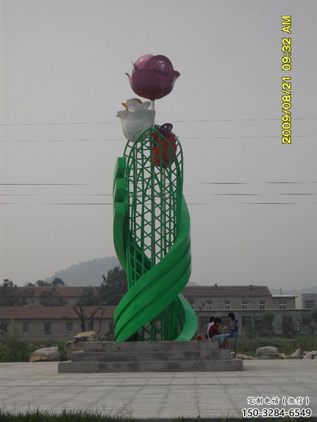 景觀月季花雕塑 剪影花卉雕塑 商業街花朵雕塑