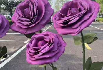 大型月季花雕塑 鍛造發光花卉雕塑 房地產花朵雕塑