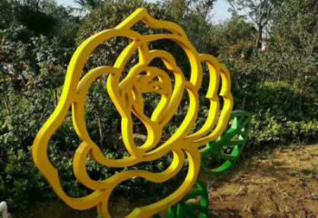 房地產月季花雕塑 剪影花卉雕塑 鍛造花朵雕塑