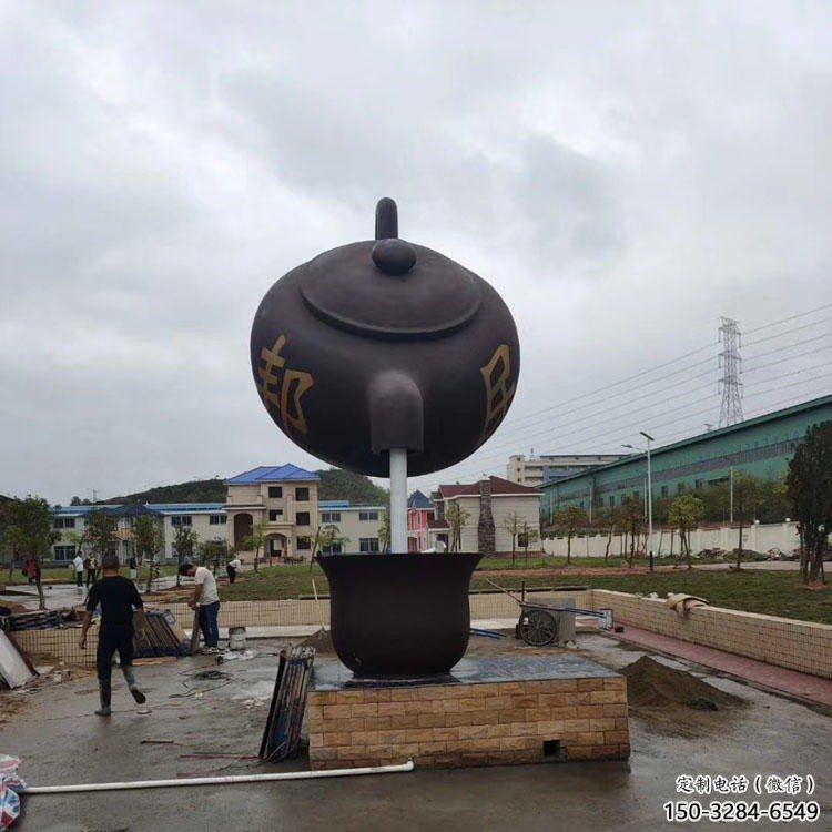 仿真天壺雕塑 電鍍現(xiàn)代懸空雕塑 部隊(duì)流水雕塑