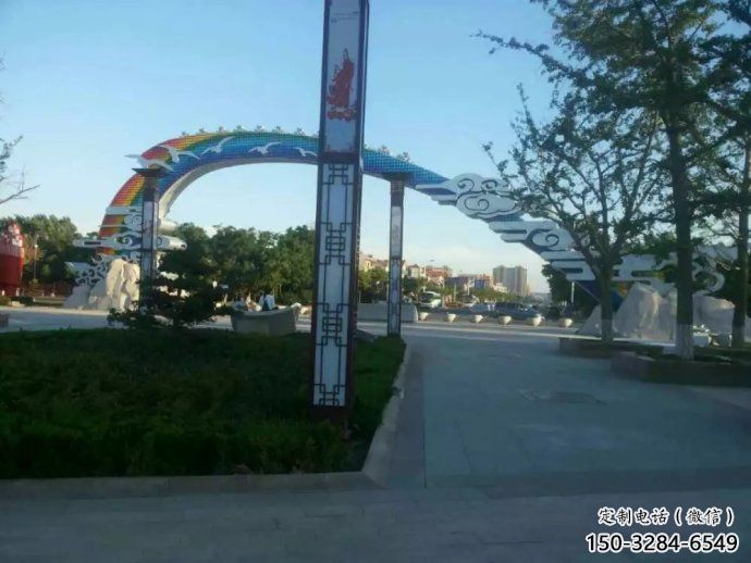 祥云拱門雕塑，廣場藝術(shù)建筑，不銹鋼祥云拱門雕塑