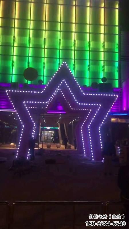 五角星門頭雕塑，燈光不銹鋼門頭雕塑