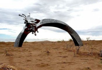 彩虹拱門雕塑，地標(biāo)景觀雕塑，不銹鋼彩虹拱門雕塑