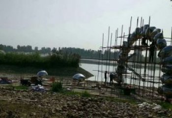 鵝卵石大門雕塑，公園美陳雕塑，不銹鋼鏡面拱門雕塑