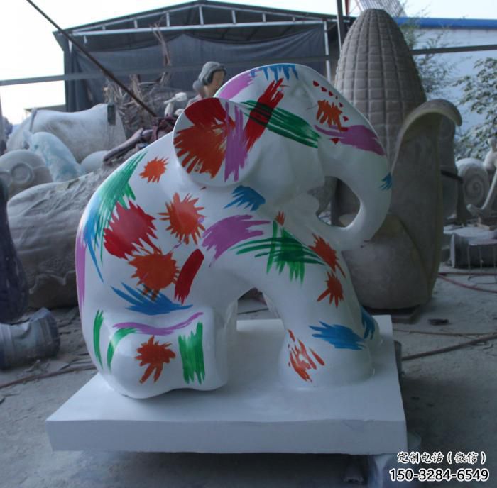 藝術(shù)大象雕塑，中式工藝，彩繪大象雕塑制作廠家