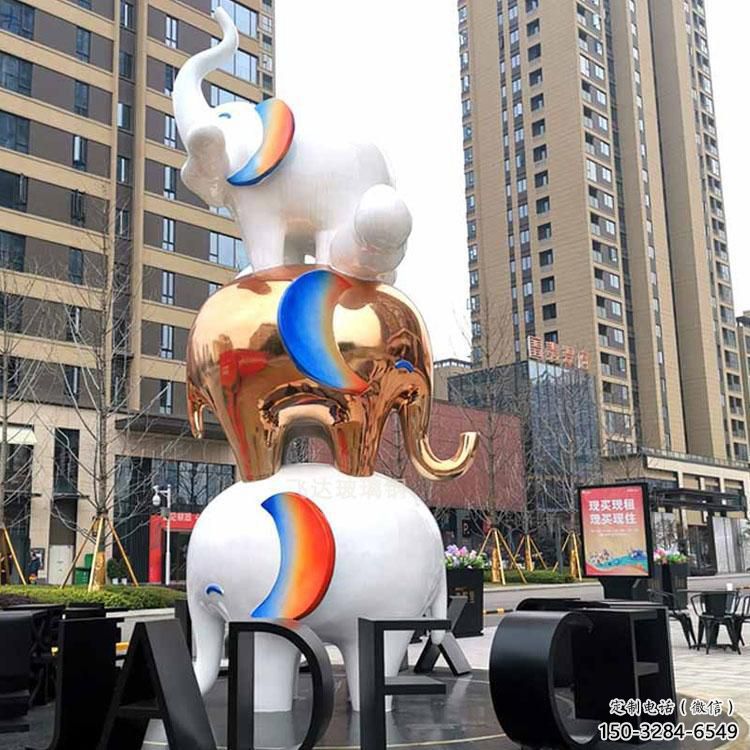金屬大象雕塑承接，陸地擺件，廣場卡通大象雕塑制造商