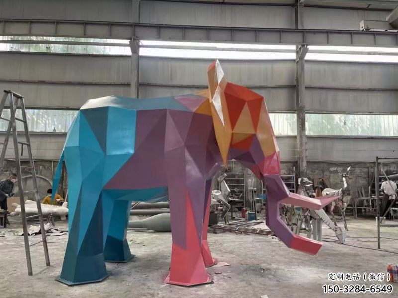 鋼鑄大象雕塑常用，金屬組合，景觀烤漆大象雕塑定價