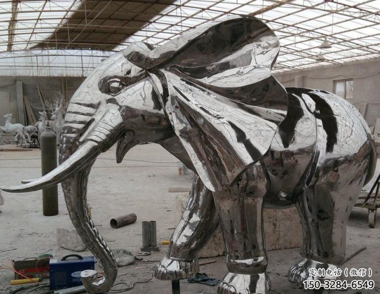 大象雕塑優(yōu)價，金屬組合，鏡面大象雕塑廠家