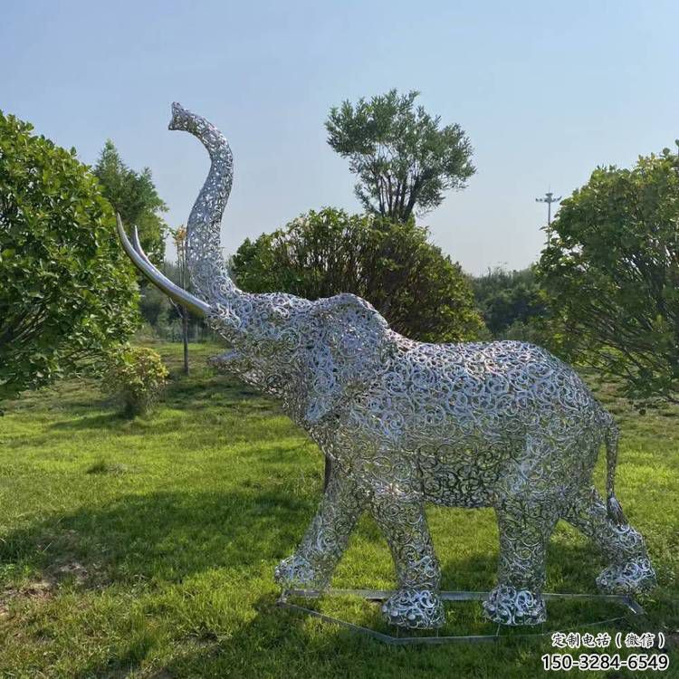 制造大象雕塑廠家，美陳組合，鏤空大象雕塑制作
