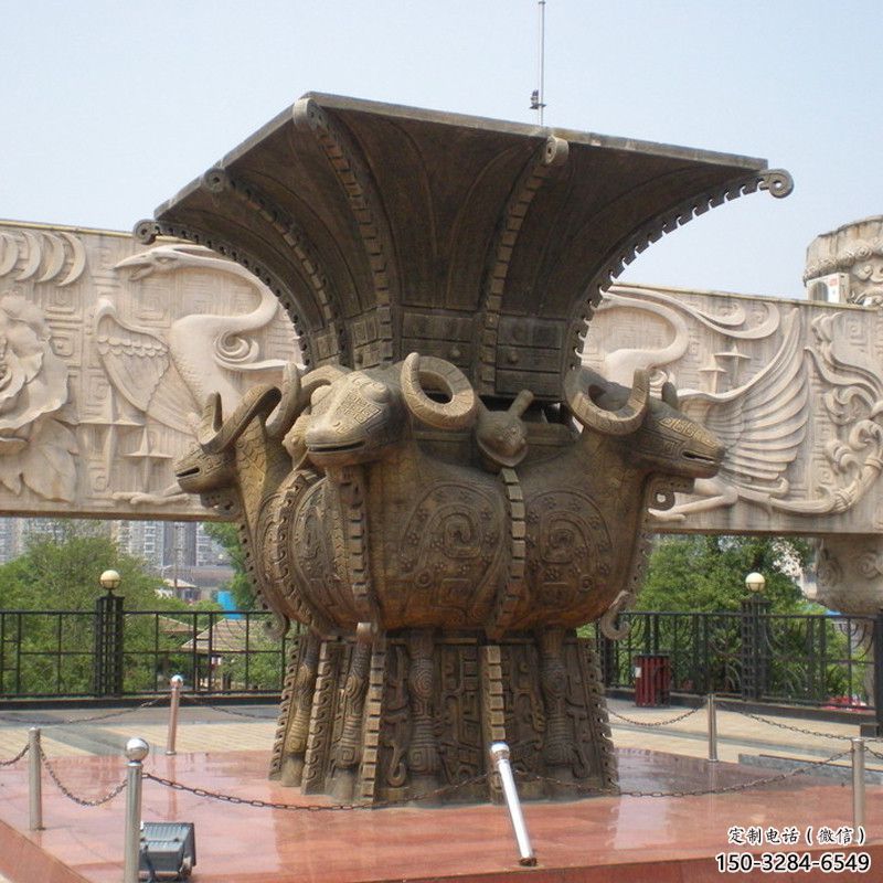 地產(chǎn)標識四羊方尊銅雕塑