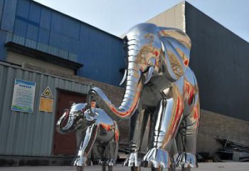 不銹鋼大象雕塑廠家，動物景觀雕塑，不銹鋼動物雕塑加工