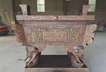 黃銅聚財方鼎銅雕