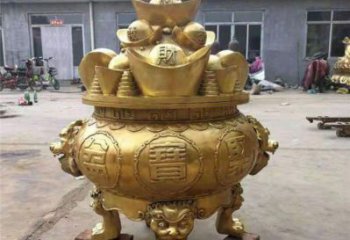 招財(cái)元寶圓鼎雕塑