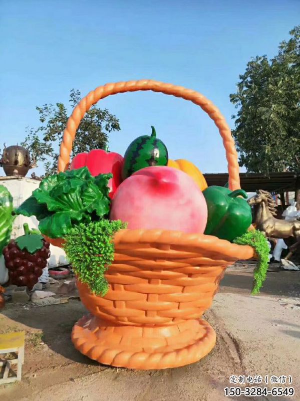 果籃雕塑供給，中式工藝，仿真果籃雕塑精品
