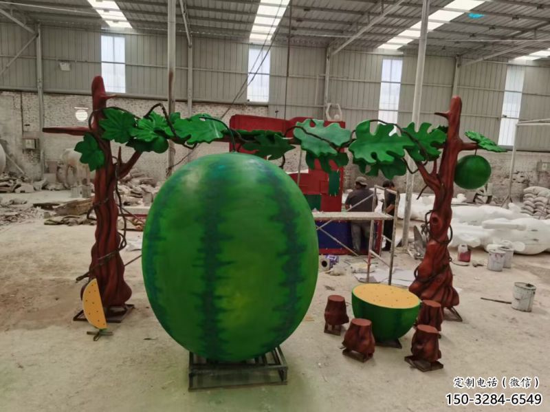 果籃雕塑生產，戶外擺放，西瓜果籃雕塑精選