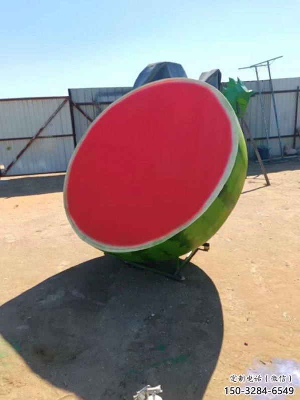 戶外西瓜擺放批發，水景雕塑，西瓜果籃雕塑供求