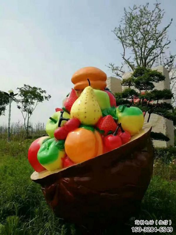 果籃雕塑觀賞型，小區雕塑，香蕉果籃雕塑優價