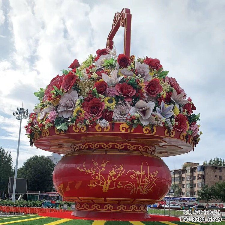 廣場花籃雕塑，抽象水景雕塑，抽象效果