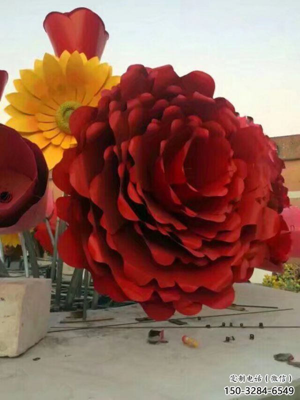 金屬花籃雕塑制作觀賞型，城市裝飾，空間月季花花籃雕塑標準