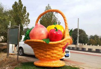 廣場果籃雕塑供需，廣場雕塑，廣場玻璃鋼果籃雕塑定制