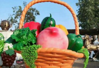 果籃雕塑優選，多彩藝術，抽象玻璃鋼果籃雕塑選用