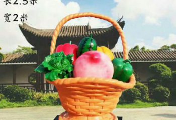 園林果籃雕塑精選，陸地?cái)[件，玻璃鋼果籃雕塑精品