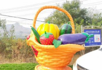 商業(yè)果籃雕塑承接，鍛造工藝，不銹鋼果籃雕塑抽象訂做