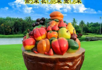 果籃雕塑訂做，室外軟裝，鐵藝果籃雕塑供應