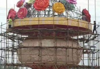 景觀花籃雕塑擺件優選，陸地擺件，園林藝術不銹鋼花籃雕塑供應