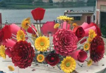 花籃雕塑工廠優選，城市裝飾，景觀葵花花籃雕塑供給