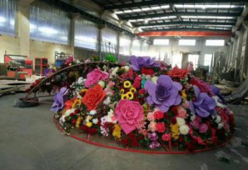 大型花籃雕塑公司，花園小品，玫瑰花花籃雕塑提供