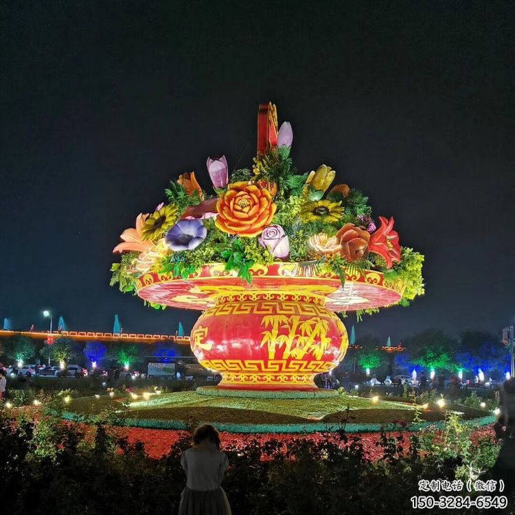 戶外花籃雕塑，廣場(chǎng)雕塑，小區(qū)花籃雕塑訂做