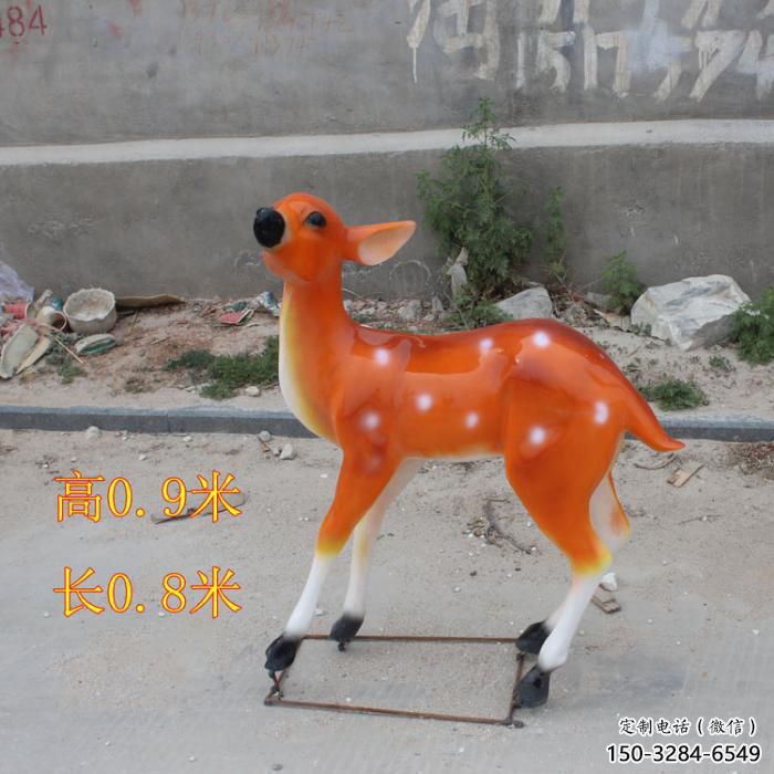 大型小鹿雕塑，彩繪工藝，玻璃鋼動物雕塑擺件