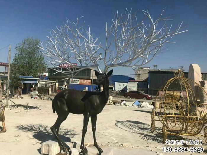 麋鹿雕塑承接，景區案例，仿銅麋鹿雕塑廠家