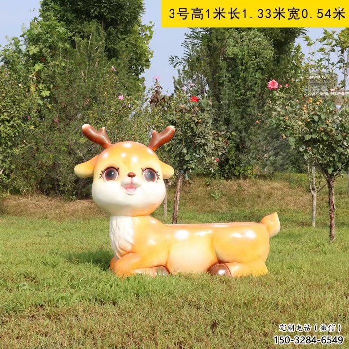 小鹿雕塑制造商，靜態(tài)雕塑，園林卡通小鹿雕塑訂做