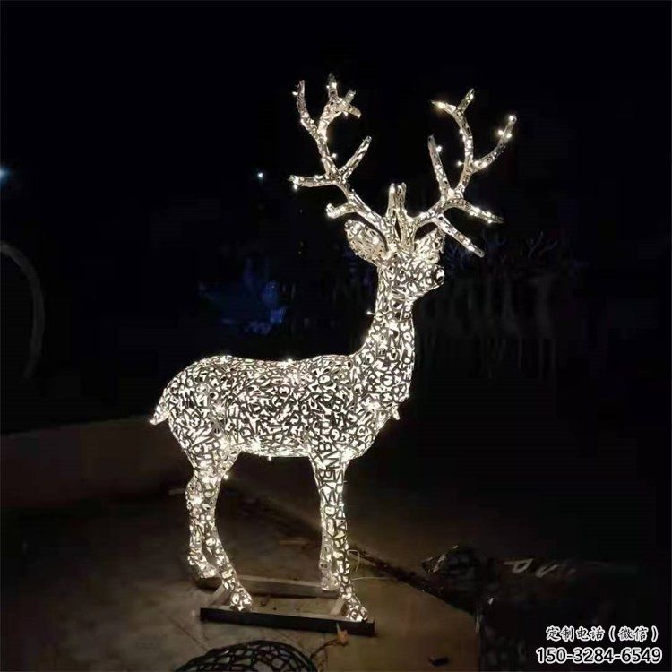 彩繪景觀梅花鹿雕塑生產，景區案例，燈光梅花鹿雕塑優選