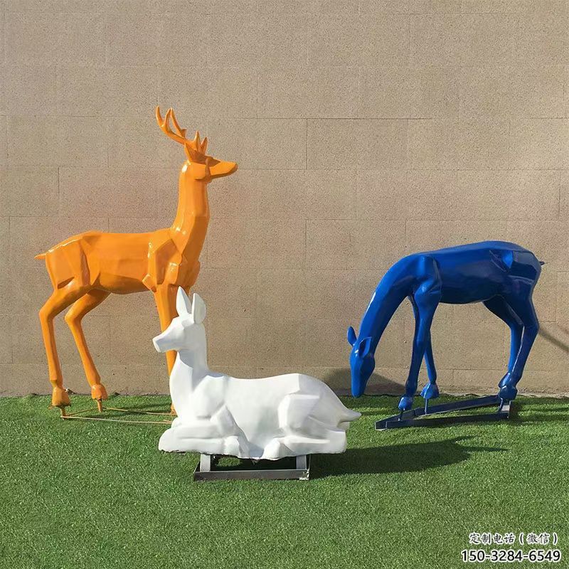 景觀小鹿雕塑制作，園林裝飾，烤漆小鹿雕塑批發(fā)
