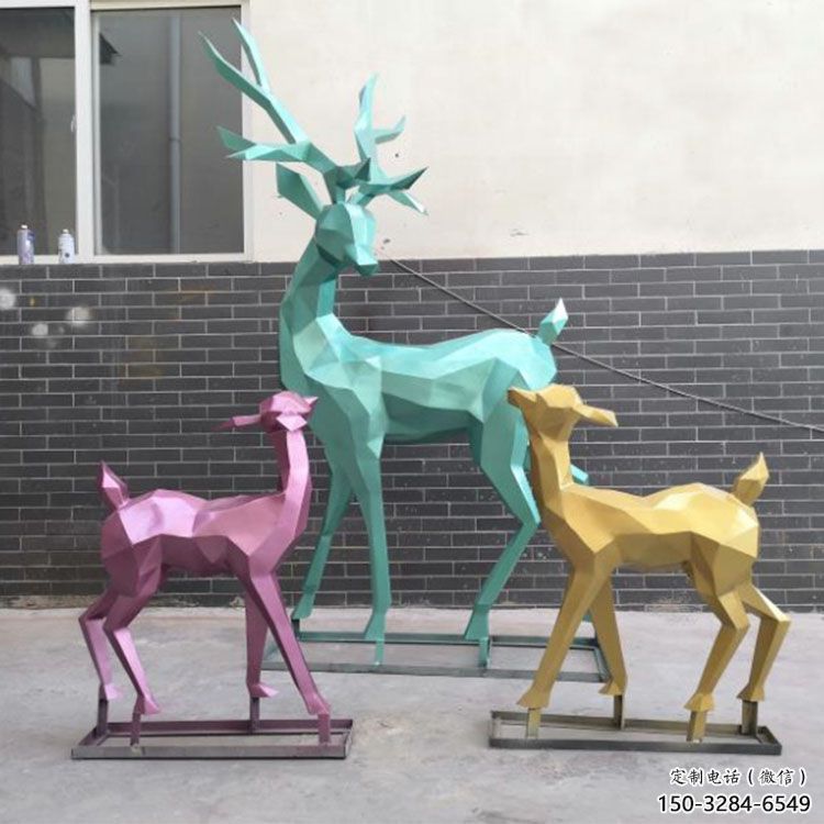 主題小鹿雕塑優選，多彩藝術，抽象烤漆小鹿雕塑選用