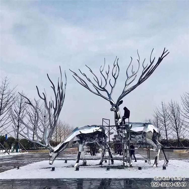 梅花鹿雕塑通用，陸地擺件，鏡面工藝梅花鹿雕塑點擊