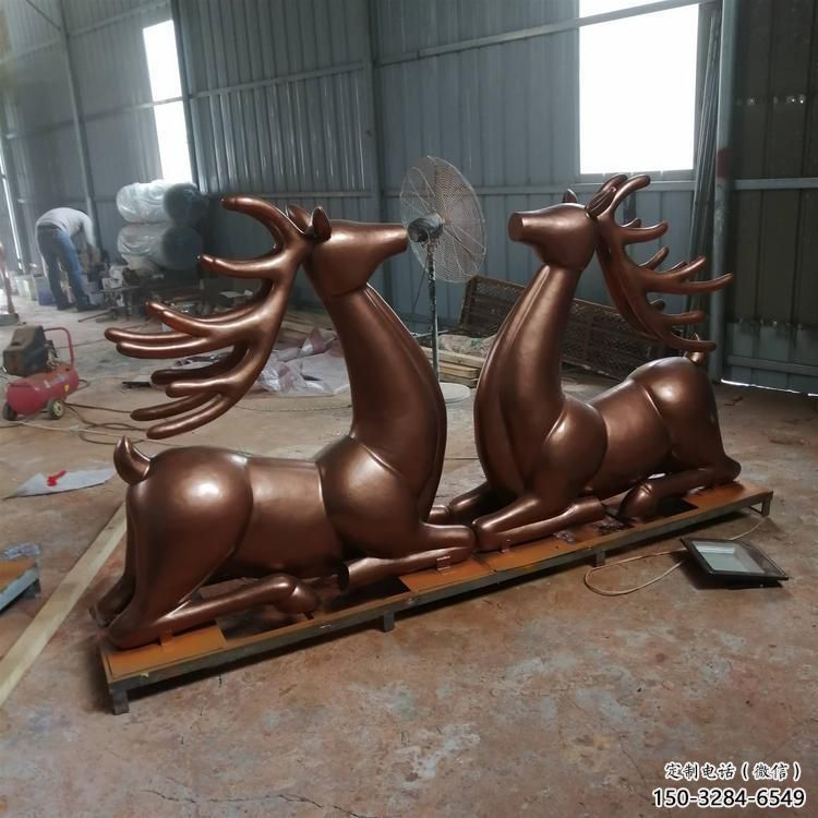 冷飲店馴鹿雕塑，鍍銅海洋雕塑，鏡面工藝